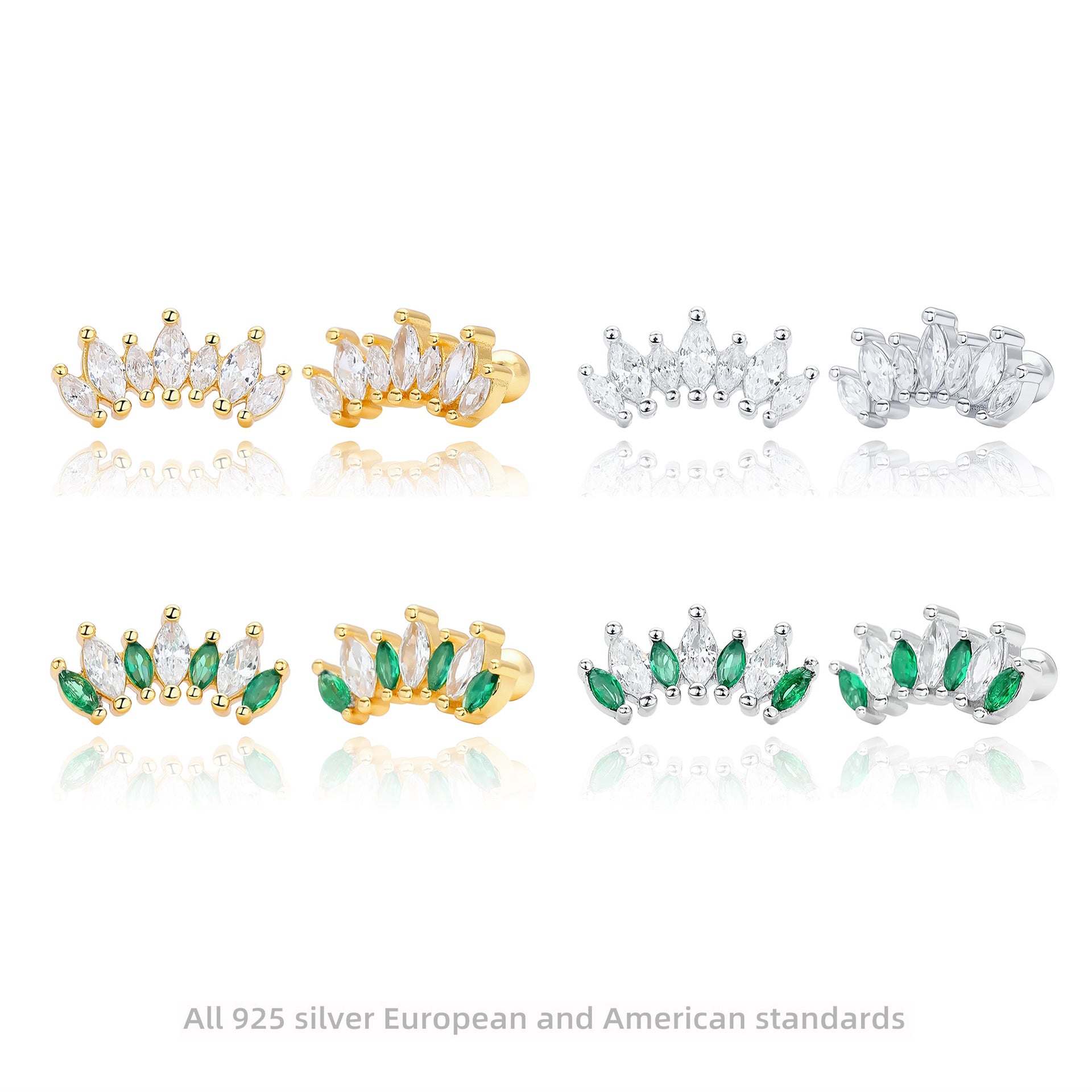 Damen Ohrstecker in Krönchen-Design aus hochwertigem 925 Sterling Silber Shop Nory