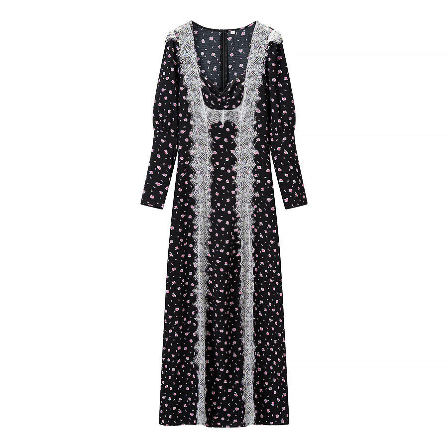Damen Maxikleid mit Spitzenbesatz und floralem Alloverprint Shop Nory