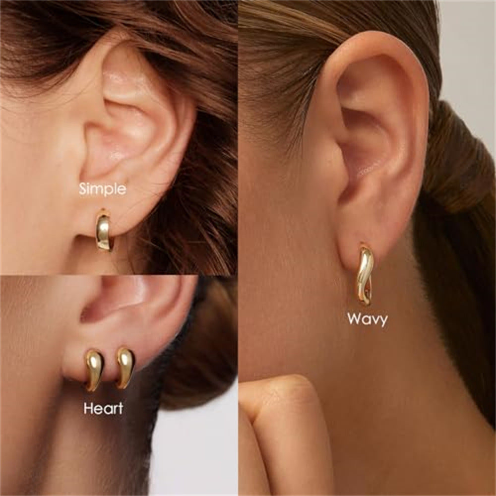Damen Ohrhänger mit geschwungenem Design und glänzender Oberfläche Shop Nory