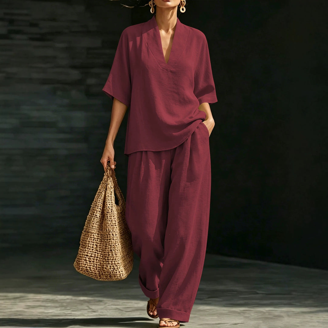 Damen Leichtes Oversize V-Ausschnitt Tunika‑Top mit Kimonoärmeln Shop Nory
