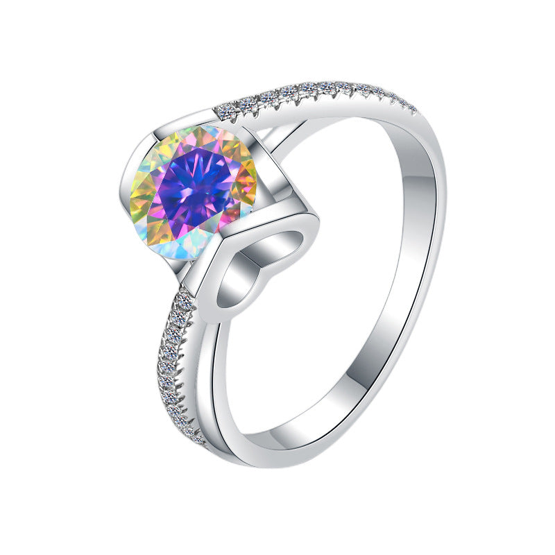 Damenring mit elegantem, facettiertem Hauptstein und funkelnden Zirkonia Shop Nory