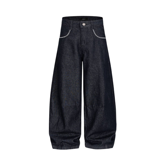 Damen Weite Denim-Hose im Culotte-Style mit hohem Bund und elastischem Saum Shop Nory
