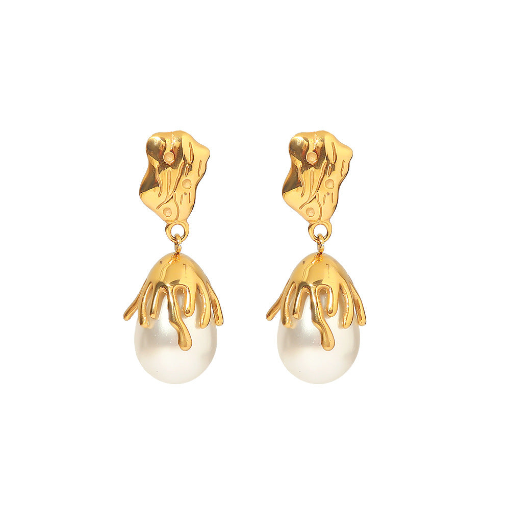 Damen Halskette mit eleganten Perlenanhänger und hochwertiger Goldkette Shop Nory
