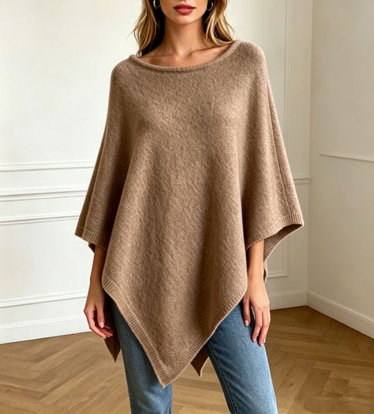 Damen Oversize Strickponcho mit weitem Rundhalsausschnitt Shop Nory