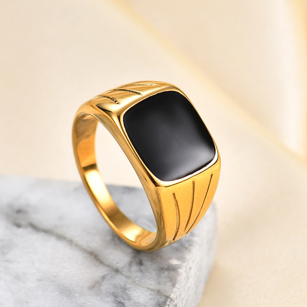 Herren Siegelring mit edlem, glänzenden Onyx-Einsatz und raffiniertem Design Shop Nory