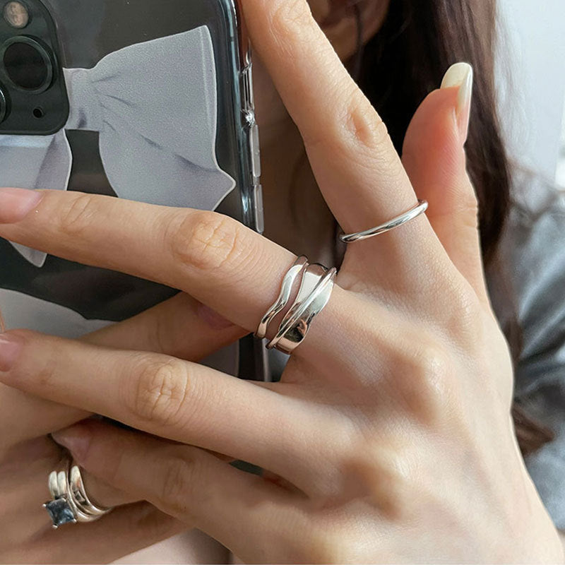 Damen Ring Set mit elegantem geschlungenem Design aus hochwertigem Silber Shop Nory