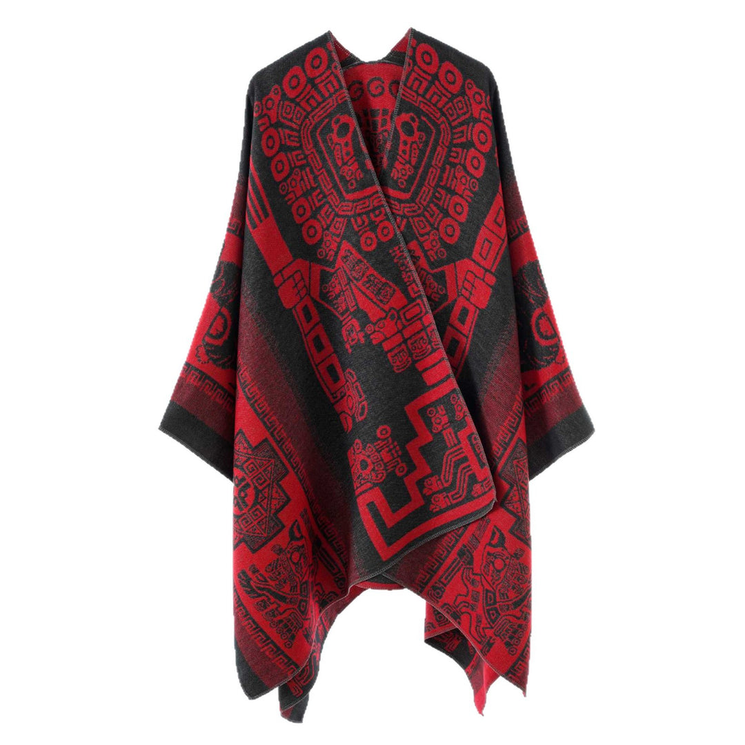 Damen Oversize-Jacquardponcho im Kimono-Stil mit grafischem Medaillonmotiv Shop Nory