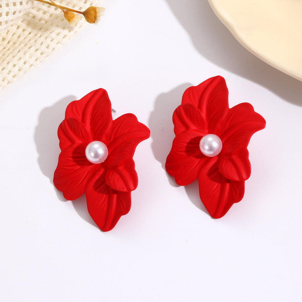 Damen Ohrclips im floralen Design mit eleganter Perle Shop Nory