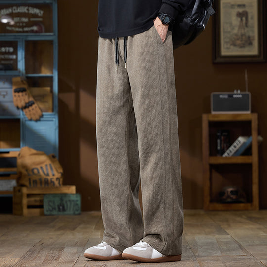 Herren Weit geschnittene Lounge-Hose aus geripptem Strukturstoff mit elastischem Bund und Tunnelzug Shop Nory