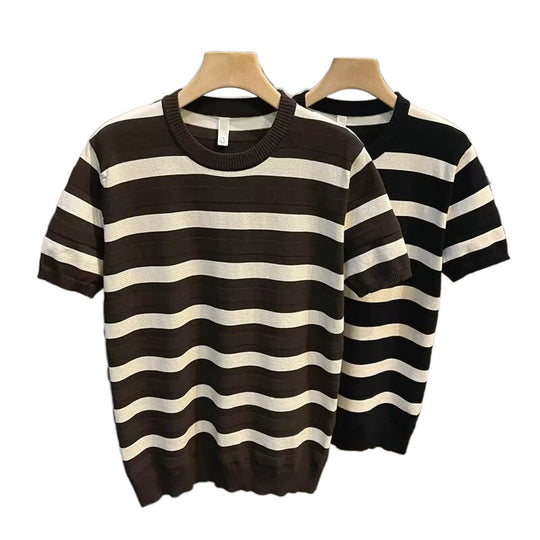 Herren Modisches Kurzarmstripet T-Shirt Shop Nory