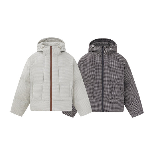 Unisex Kurz geschnittene wattierte Kapuzenjacke mit feiner Karosteppung Shop Nory