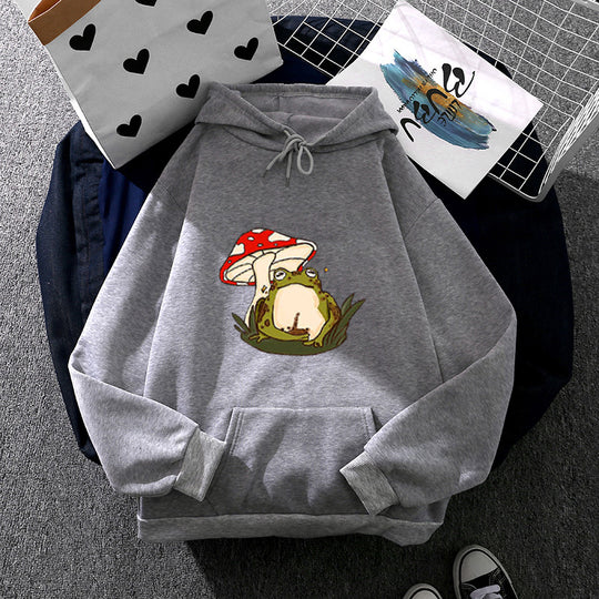 Damen nan weitgeschnittener Kapuzenpullover mit Gothic-Statementprint und Kängurutasche Shop Nory