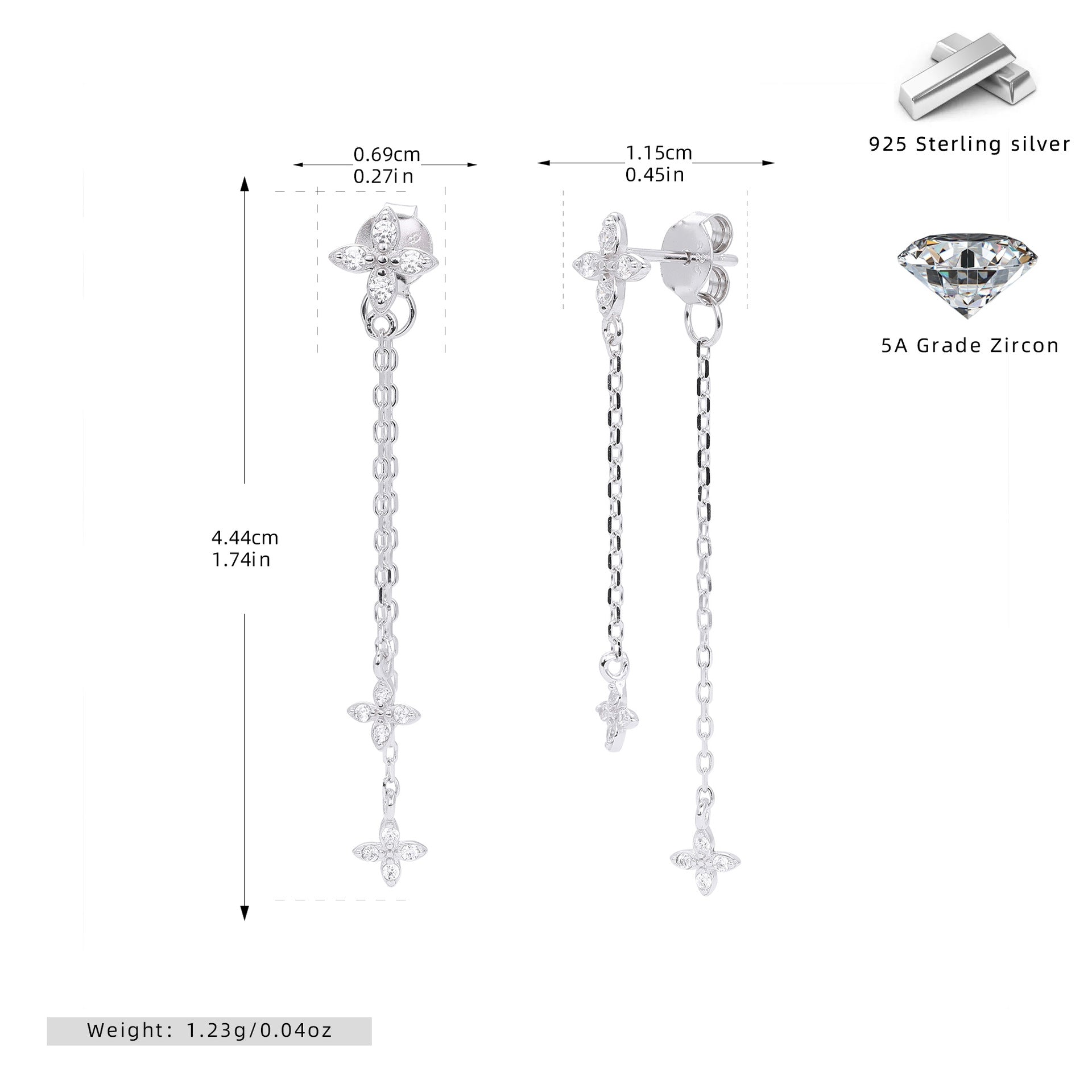 Damen Ohrhänger mit funkelnden Zirkon-Akzenten und elegantem Ketten-Design Shop Nory