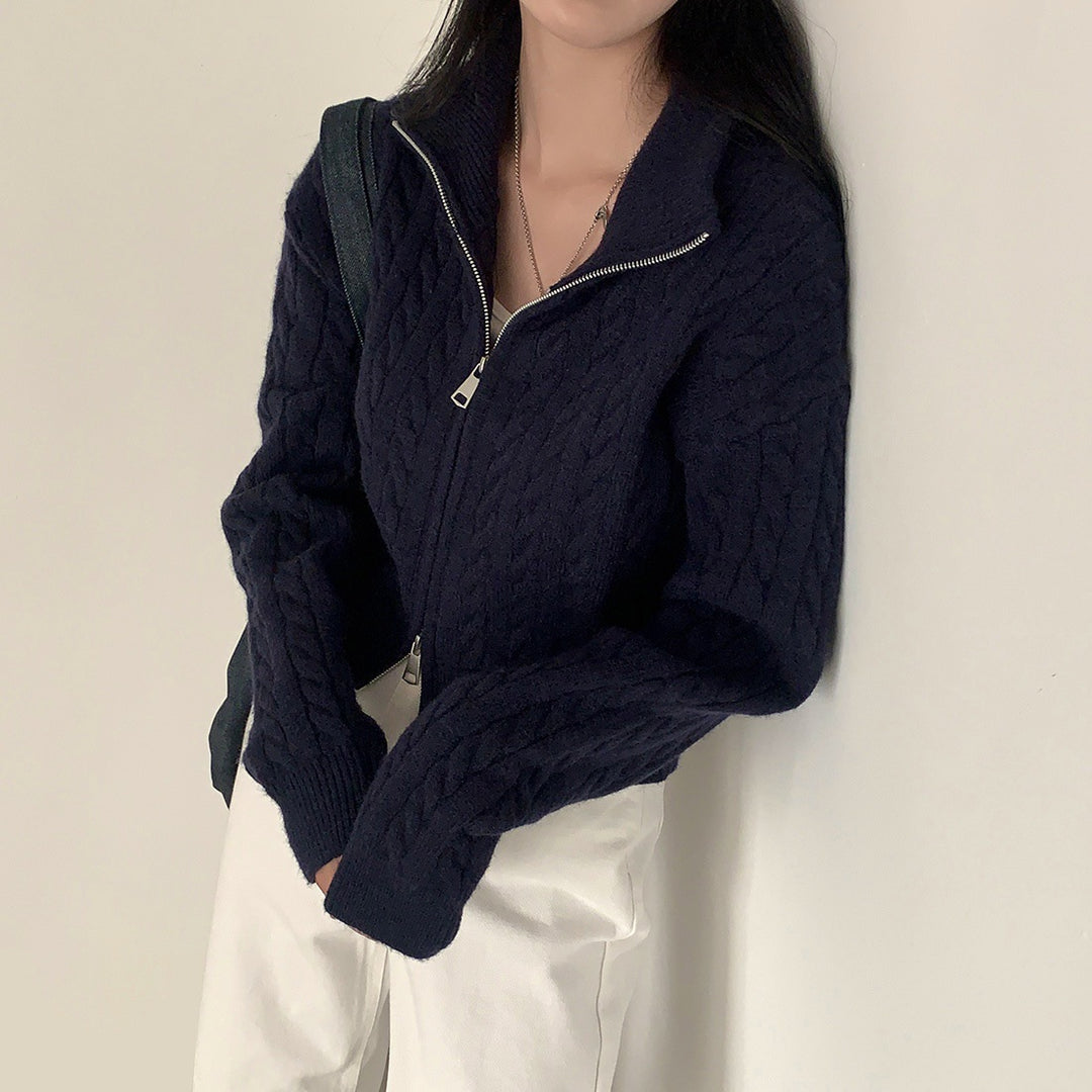 Damen Grob gestrickte Zip-Cardigan Shop Nory