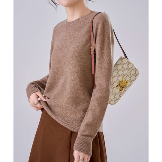 Damen Feiner Rundhals-Pullover aus Kaschmir-Mix mit gerippten Bündchen Shop Nory