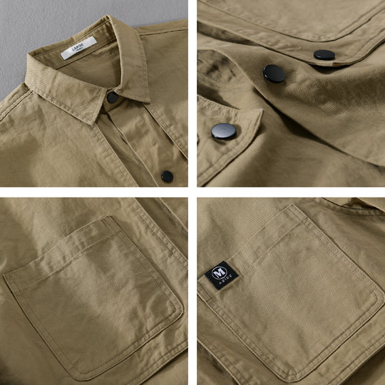 Herren Baumwoll-Overshirt mit Druckknopfleiste, Doppel-Brusttaschen und relaxed Fit Shop Nory