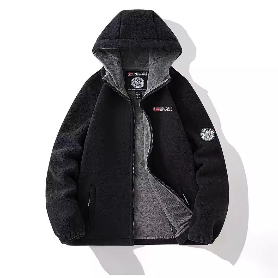 Damen Kapuzen-Fleecejacke mit Teddyfutter und durchgehendem Reißverschluss Shop Nory