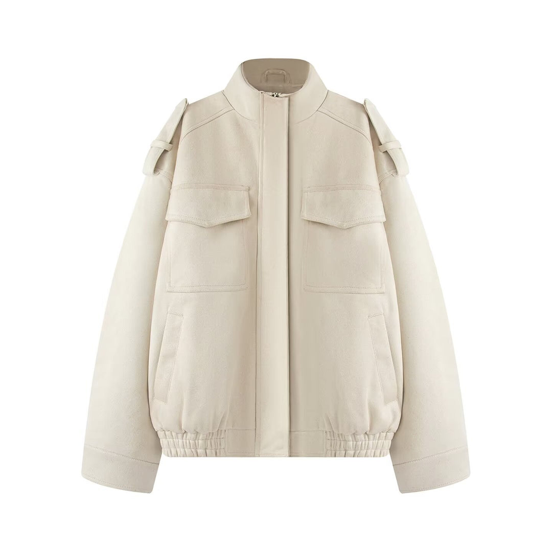 Damen Wollmix-Blouson mit Schulterklappen, aufgesetzten Brusttaschen und elastischem Saum Shop Nory