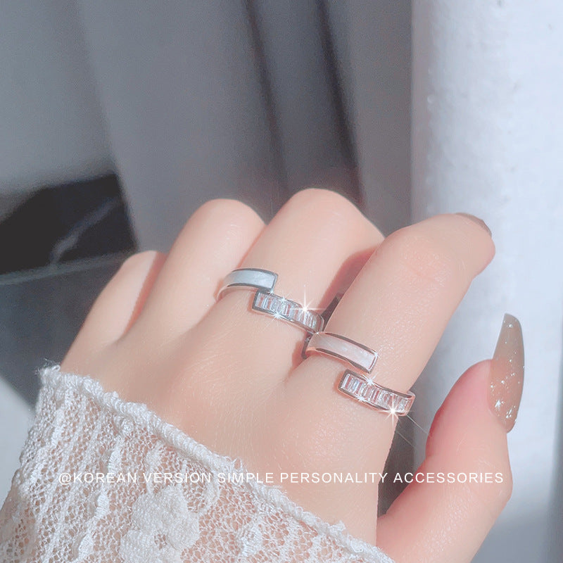 Damen Offener Ring aus 925er Silber mit rosegoldener Beschichtung und funkelnden Zirkonia Shop Nory