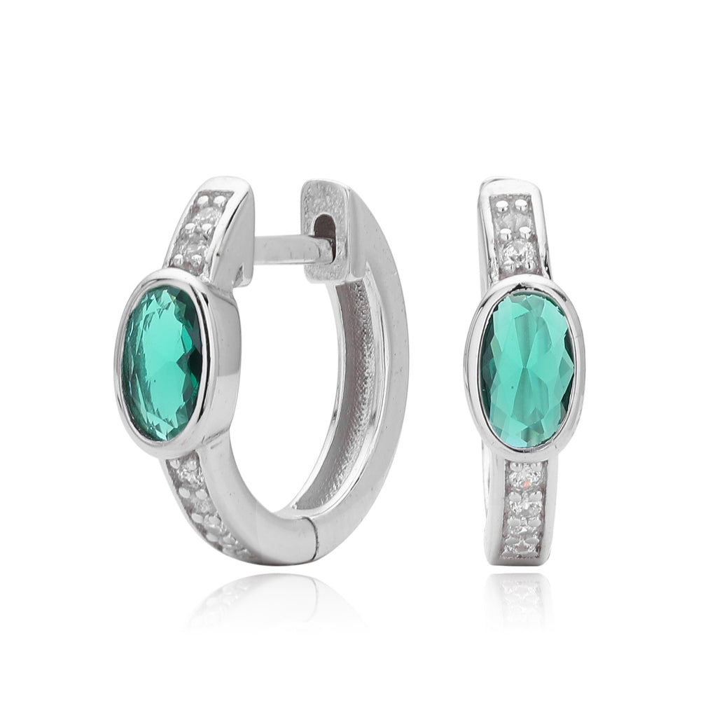 Damen Ohrhänger mit auffälligem ovalem Zirkon und goldfarbener 925er Sterling Silberfassung Shop Nory