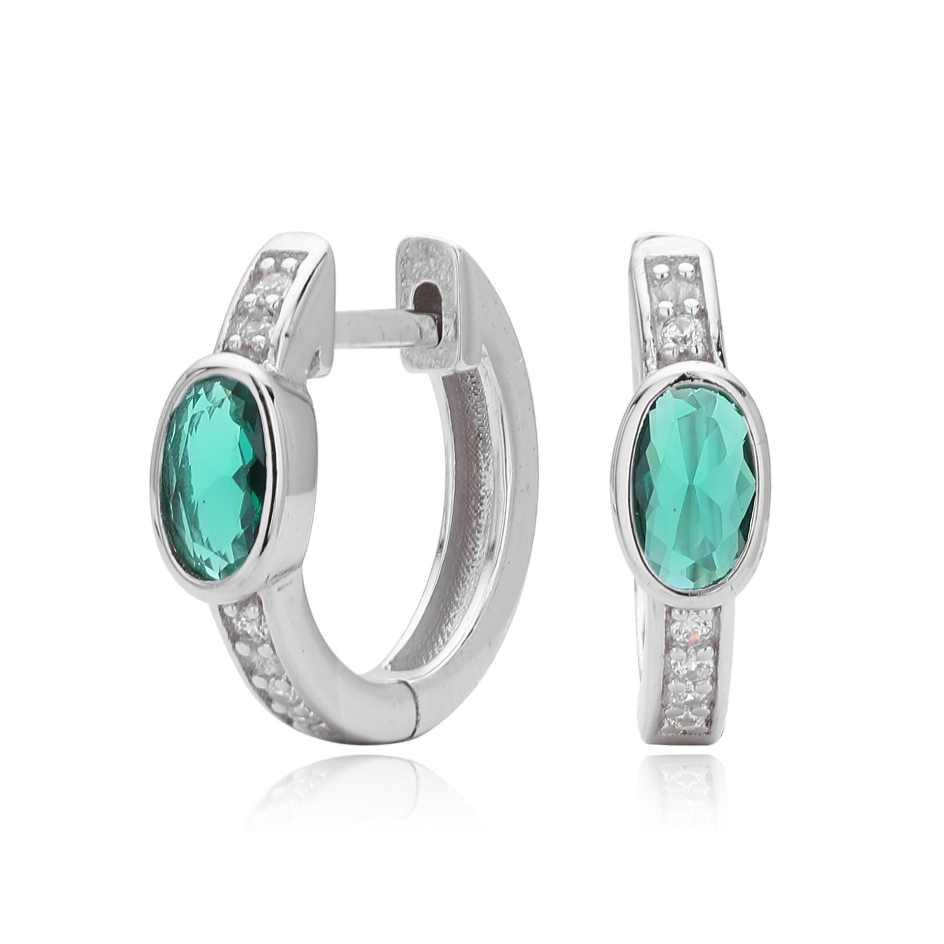 Damen Ohrhänger mit auffälligem ovalem Zirkon und goldfarbener 925er Sterling Silberfassung Shop Nory
