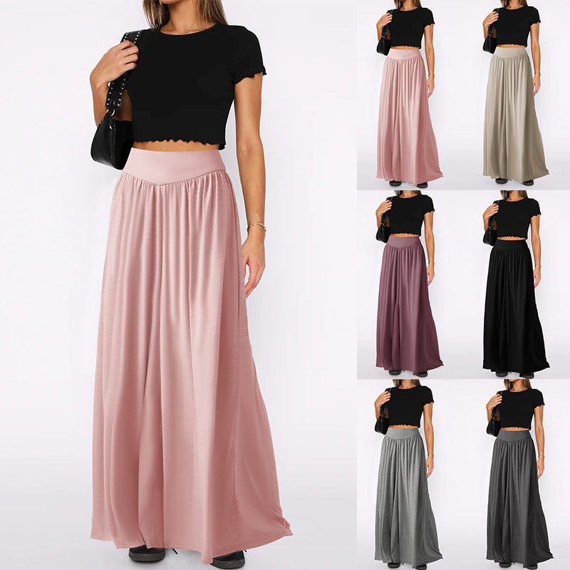 Damen Weit geschnittene Jersey-Hose mit elastischer Taille und elegantem Fall