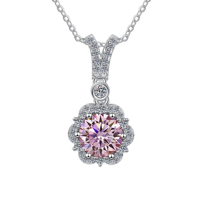 Damen Halskette mit elegantem Blumenanhänger und funkelndem Zirkonia Shop Nory