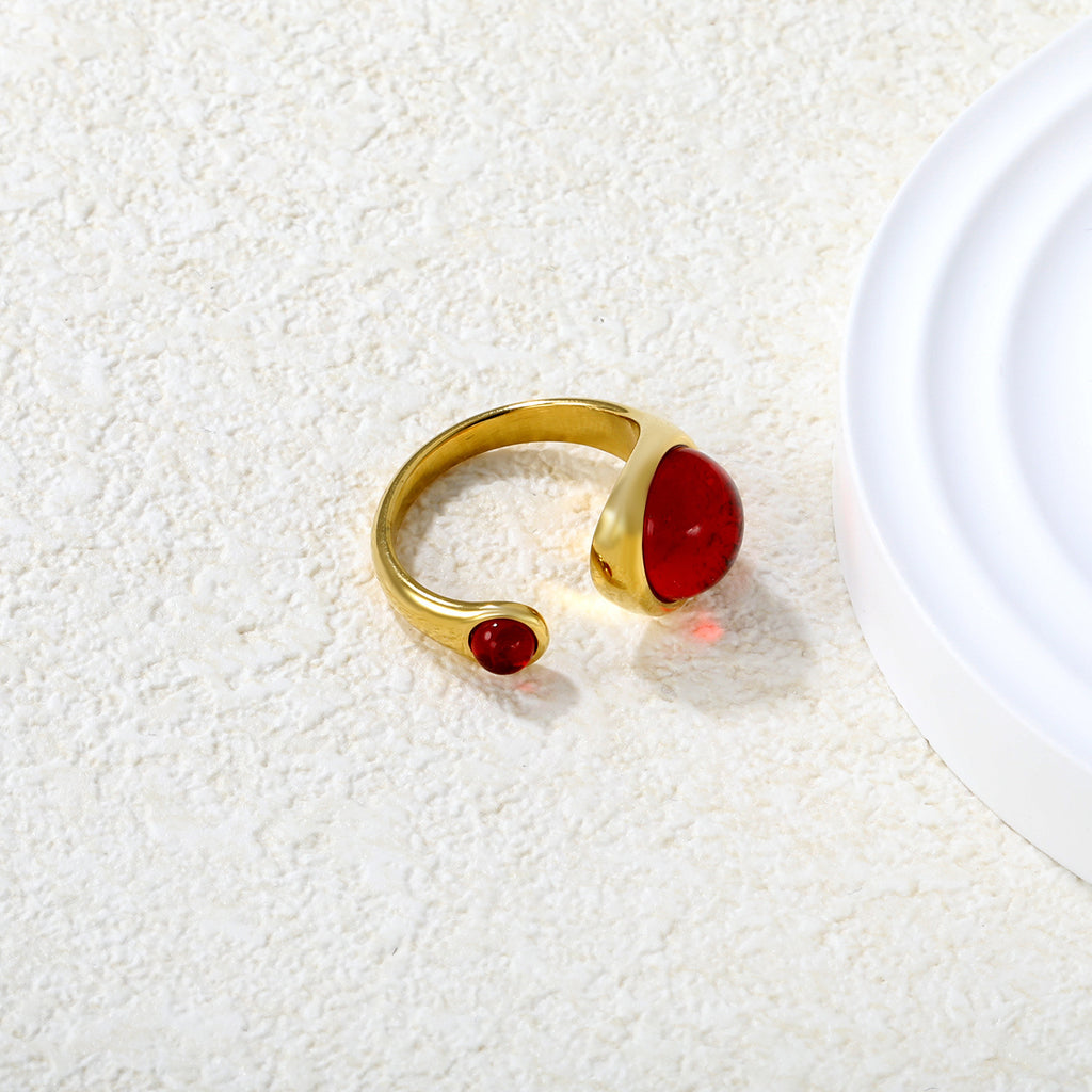 Damen Ring mit verstellbarem Design und funkelnden roten Kristallen Shop Nory
