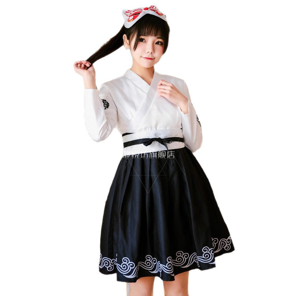 Damen Kleid im eleganten Kimono-Stil mit kontrastierenden Akzenten Shop Nory