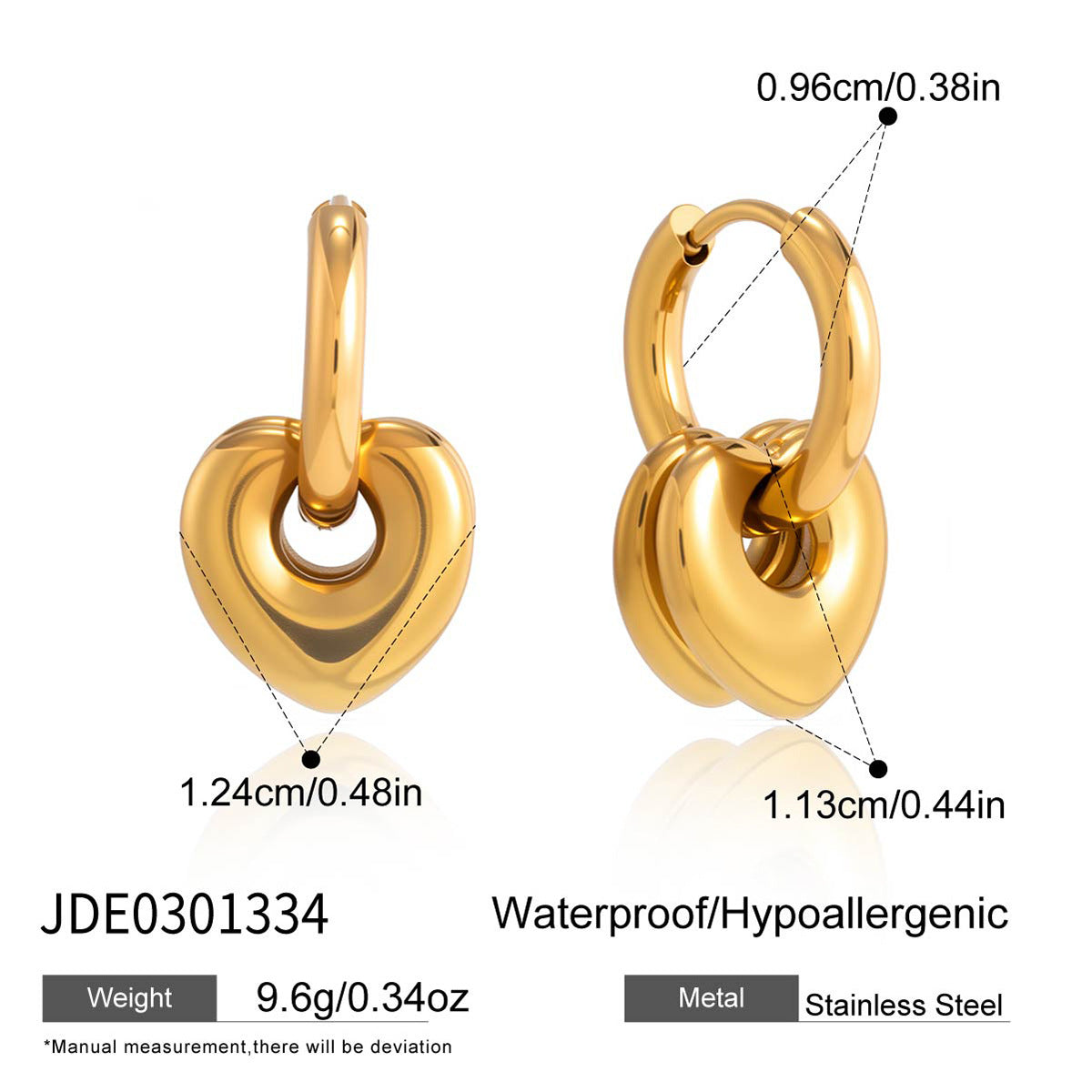 Damen Ohrhänger im eleganten Herzdesign aus hypoallergenem Edelstahl Shop Nory