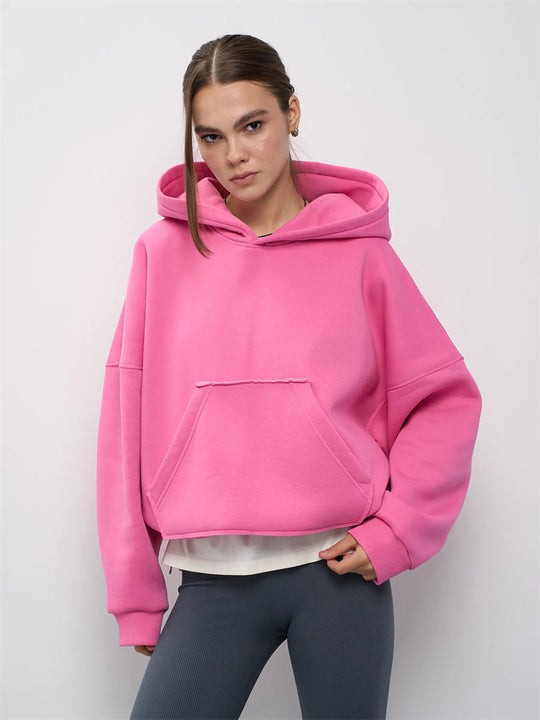 Damen lässiger Oversize-Hoodie mit Kängurutasche und weichem Innenfutter