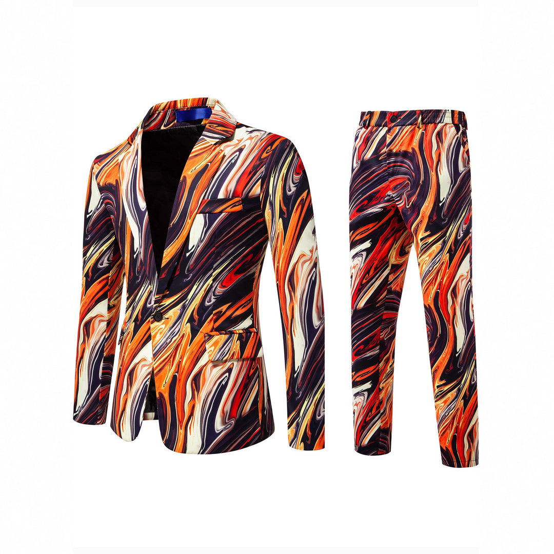Herren Zweiteiliges Statement-Anzug mit schmal geschnittenem Sakko und Slim-Fit Hose im Marmorprint Shop Nory