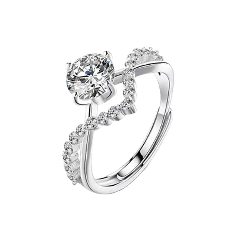 Damen Zarter Ring mit funkelndem Zirkonia und eleganter Welle Shop Nory