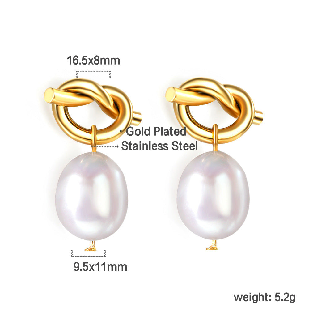 Damen Ohrhänger mit filigranem Knoten-Design und eleganten Süßwasserperlen Shop Nory