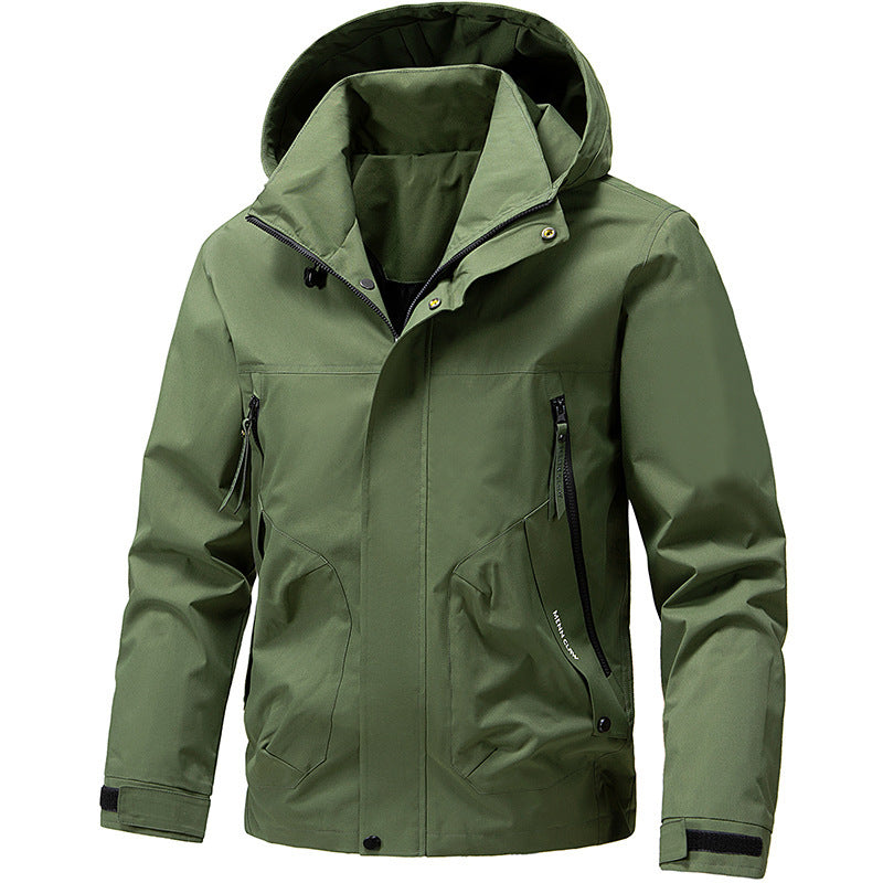Herren Atmungsaktive Softshell Outdoorjacke mit winddichter Membran, verstellbarer Kapuze und Reißverschlusstaschen Shop Nory
