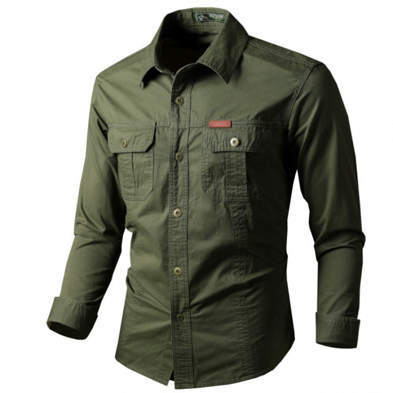 Herren Langarm-Arbeitshemd mit Doppel-Brusttaschen und robustem Twill Shop Nory