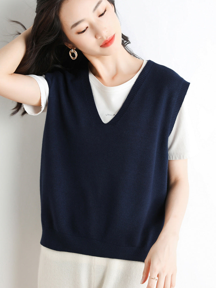 Damen Oversize V-Ausschnitt Feinstrickweste mit Rippenbund Shop Nory