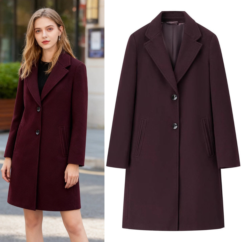 Damen Longline Einreihiger Wollmix-Mantel mit Reverskragen und Leistentaschen Shop Nory