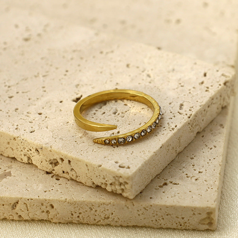 Damen Offener Ring mit Kristallverzierung Shop Nory