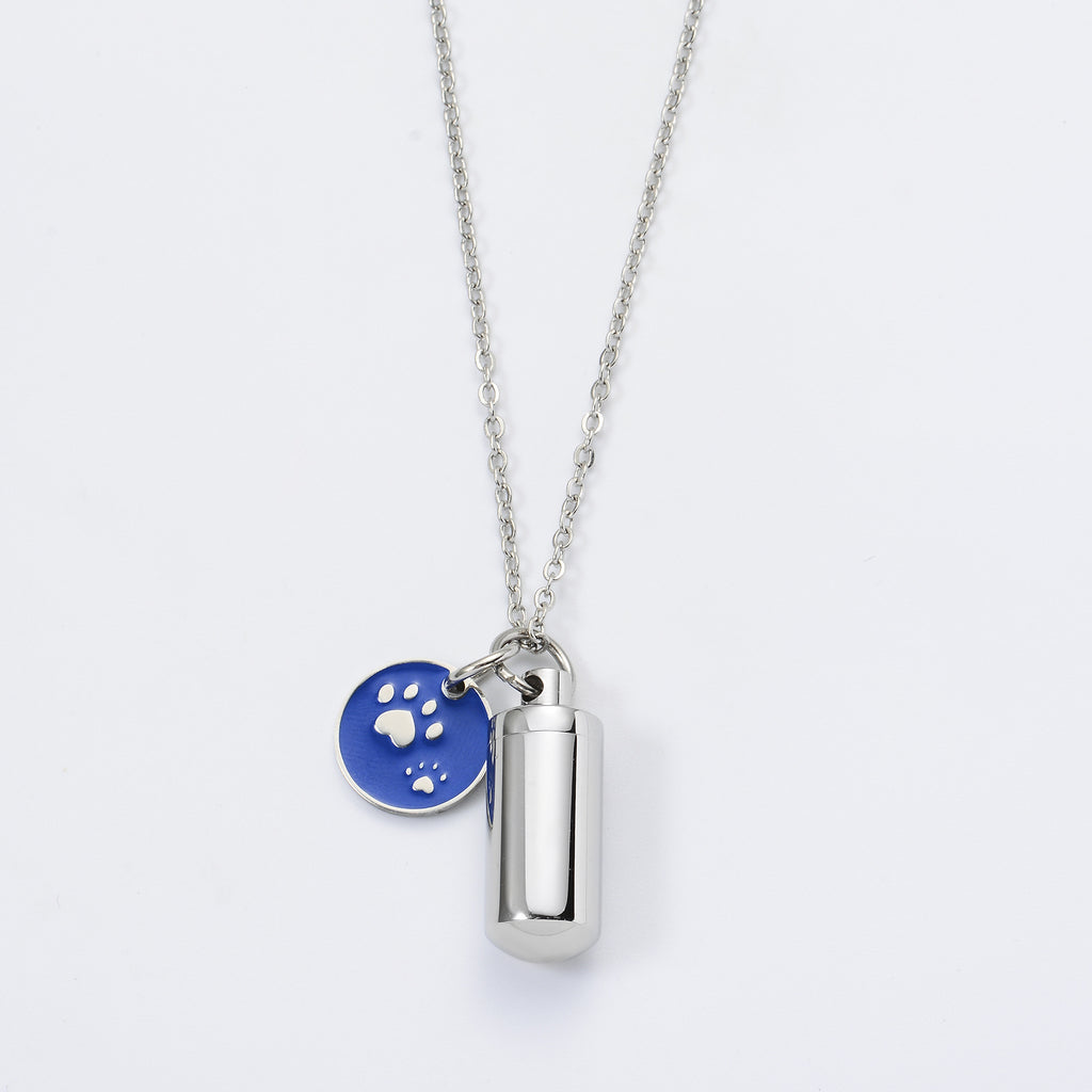 Damen Halskette mit personalisiertem Medaillon und Pfotenanhänger Shop Nory