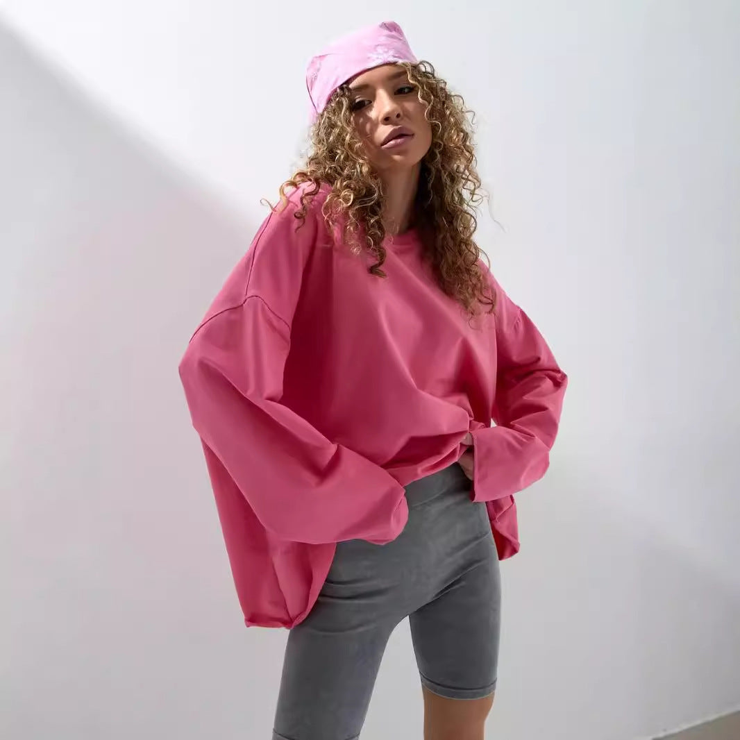 Damen weites Sweatshirt mit Rundhalsausschnitt und verlängertem Oversize-Schnitt Shop Nory