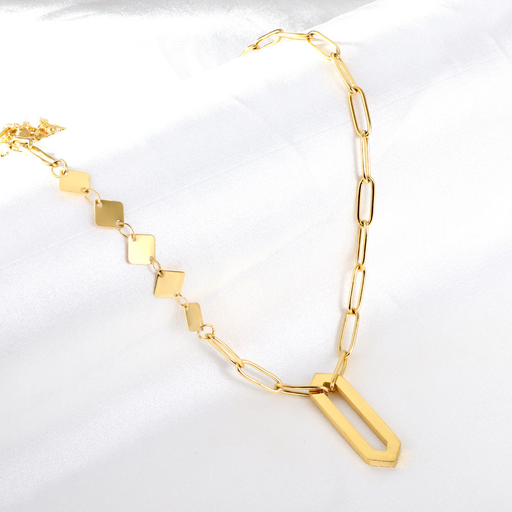 Damen elegante goldplattierte Halskette aus hochwertigem Edelstahl mit modernem Design Shop Nory