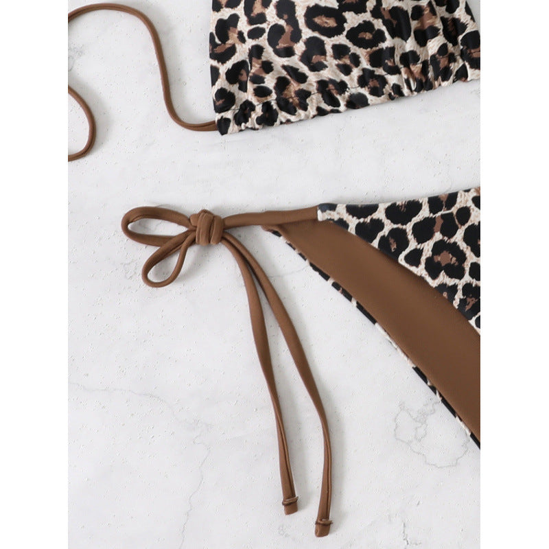 Damen Triangel-Bikini mit verspieltem Leopardenmuster