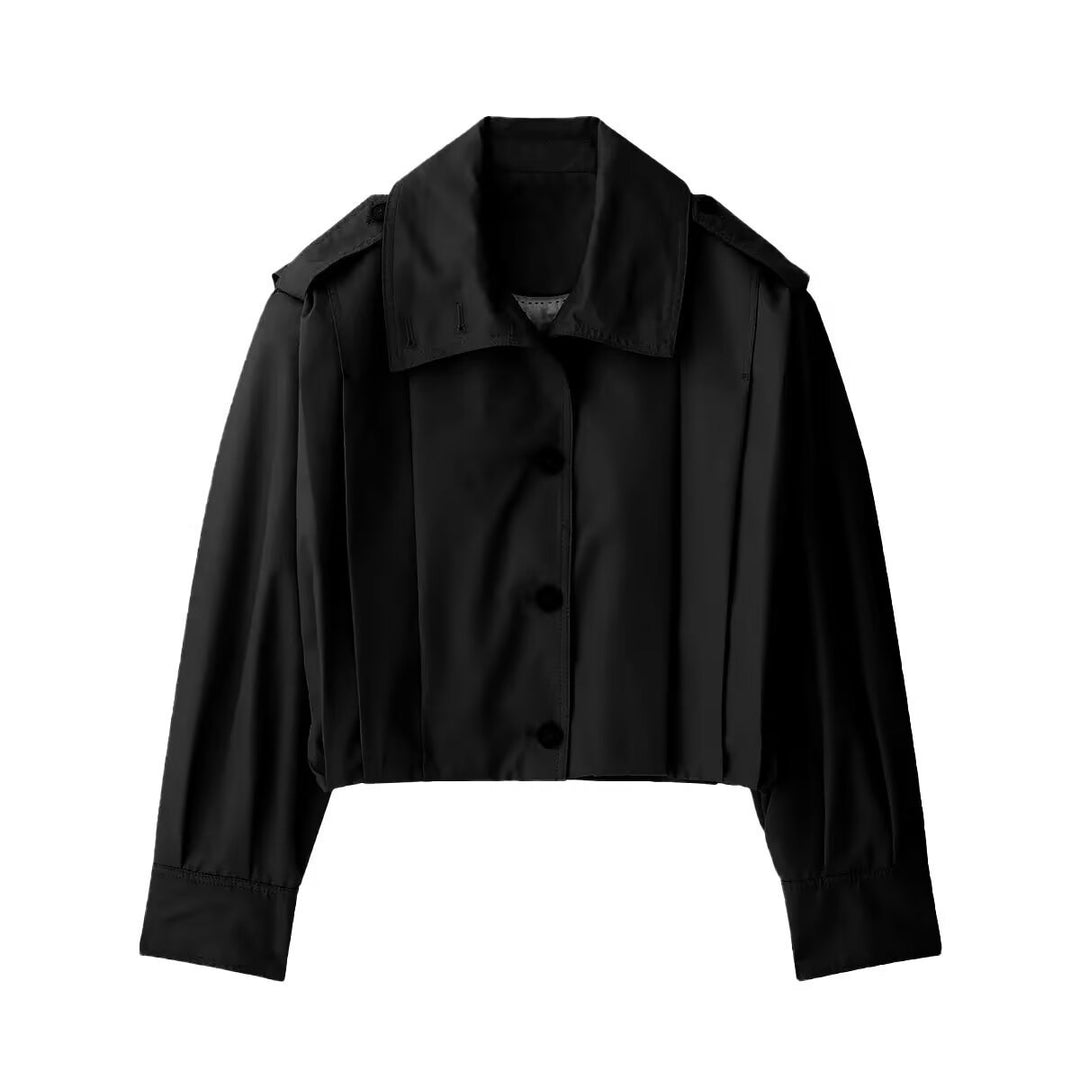 Damen Kurze Boxy‑Trenchjacke mit Faltenblende und Epauletten Shop Nory