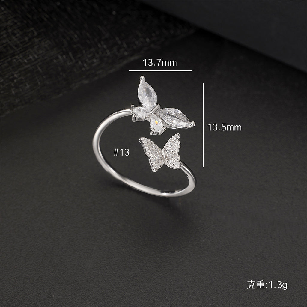 Damen Ring mit elegantem Schmetterlingsdesign und funkelnden Zirkonia Shop Nory