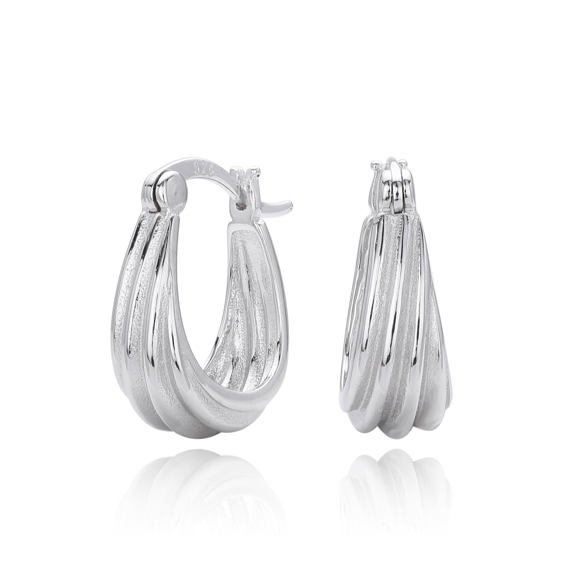 Damen Ohrringe mit raffiniertem gewellten Design aus 925 Sterling Silber Shop Nory