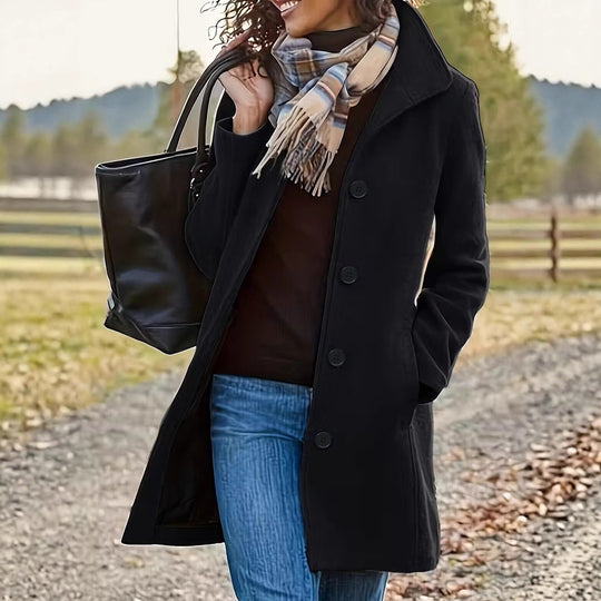 Damen nan taillierter Wollmix-Mantel mit großer Knopfleiste und Eingrifftaschen Shop Nory