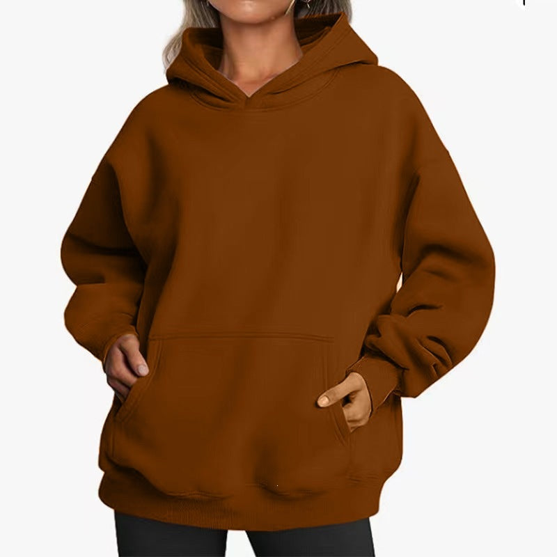 Damen nan Oversize-Kapuzenpullover mit Raglanärmeln, Kängurutasche und weichem Fleece-Innenfutter Shop Nory
