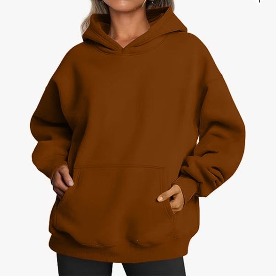 Damen nan Oversize-Kapuzenpullover mit Raglanärmeln, Kängurutasche und weichem Fleece-Innenfutter Shop Nory
