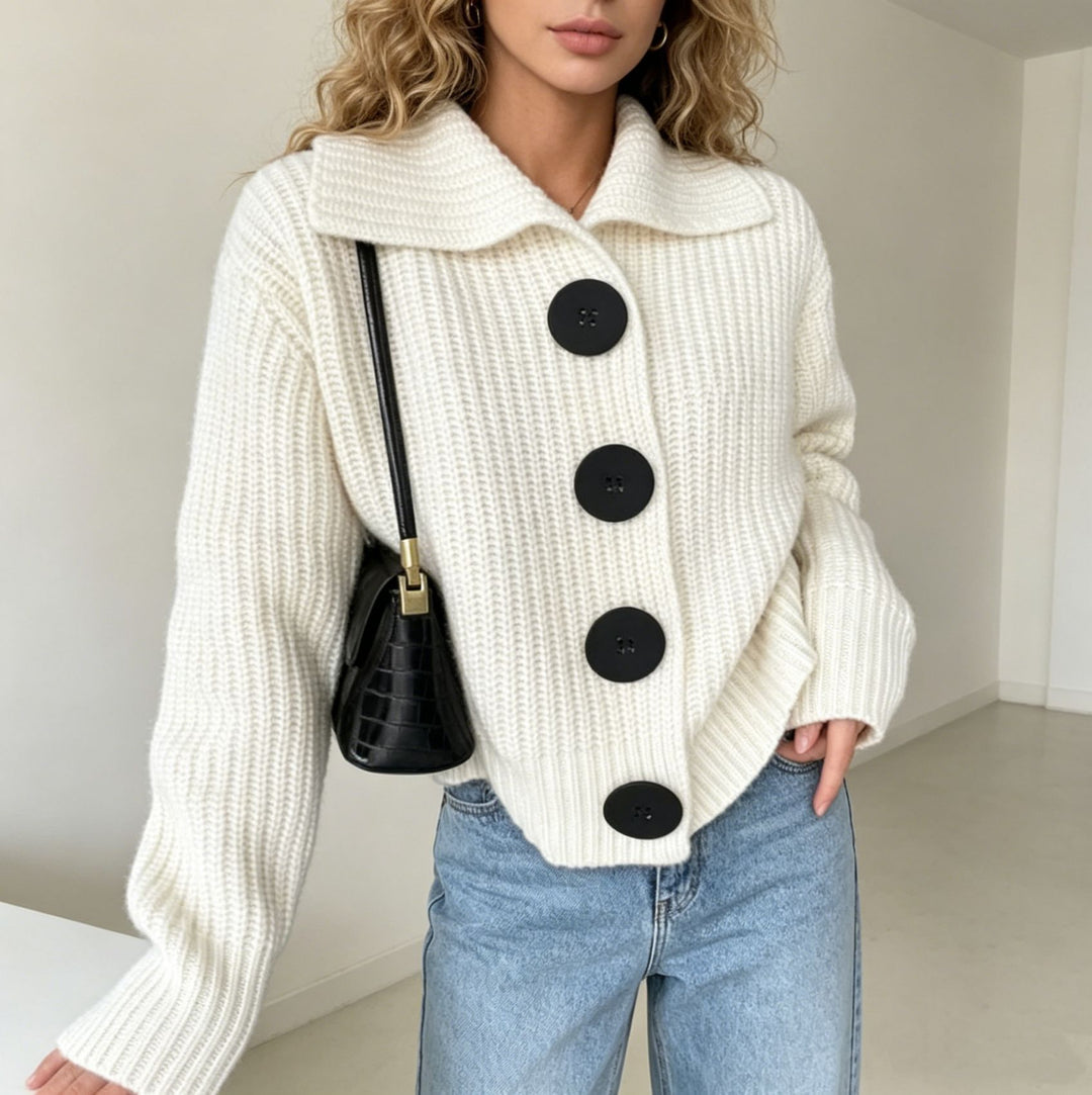 Damen Grobstrick-Cardigan mit breitem Umlegekragen Shop Nory